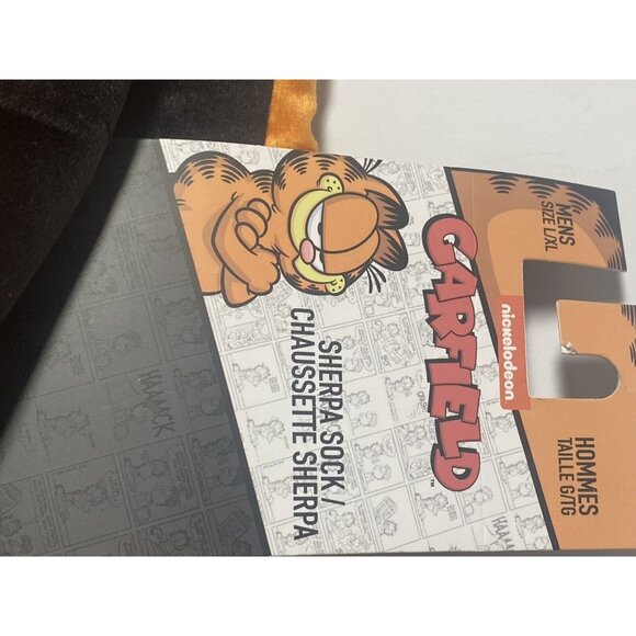 Garfield Slippers Men's L/XL Nickelodeon Orange Yawn Sherpa Sock 2025 New - Picture 4 of 7